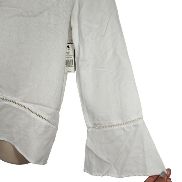 Crown and Ivy White Tunic Top Women Size M V-neck Bell Sleeve NEW FLAW - Picture 2 of 8